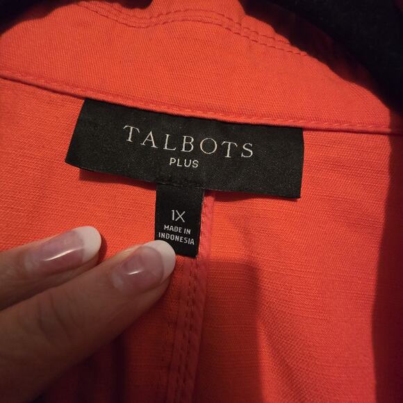 Talbots 100% Cotton Jacket Womens Plus 1X Orange Fall Autumn Pockets Classic EUC - Picture 5 of 12